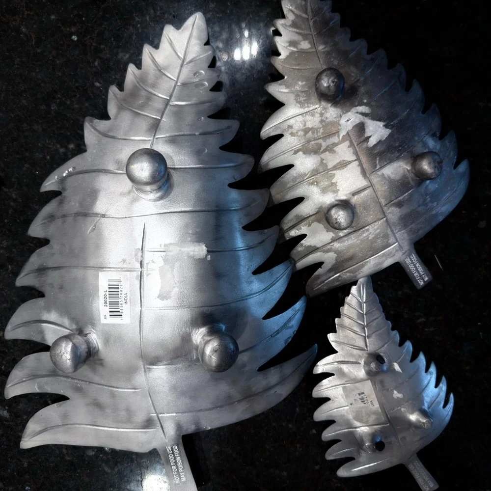 Silver Leaf-Shaped Decorative Trays - Picture 10 of 14